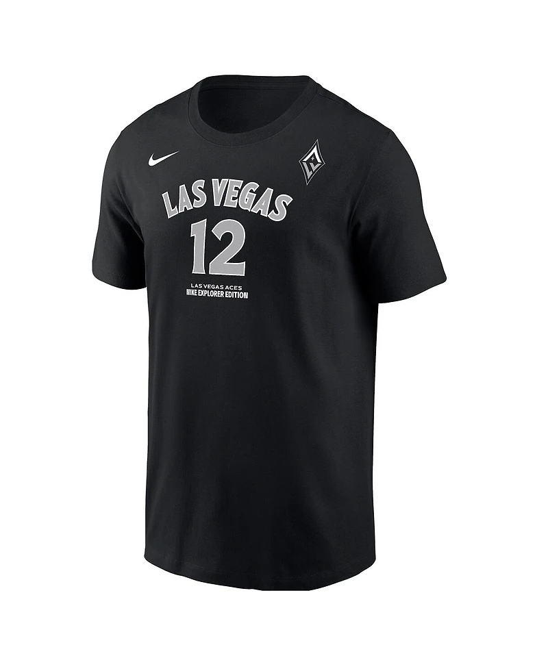 Nike Men's Chelsea Gray Black Las Vegas Aces Explorer Edition Name Number T-Shirt
