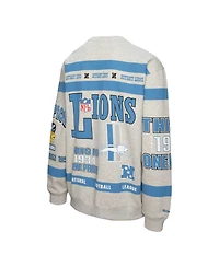 Mitchell & Ness Men's Heather Gray Detroit Lions All Over Print Fleece Crewneck Sweatshirt