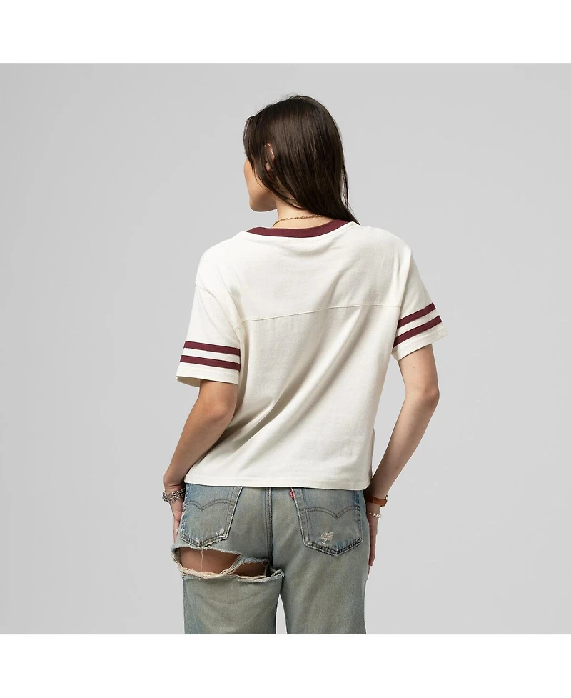 Mitchell & Ness Women's Cream Texas A&M Aggies Cropped Ringer T-Shirt