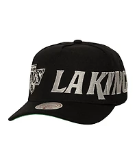 Mitchell & Ness Men's Black Los Angeles Kings Busted Logo Wordmark Wrap-Around Pro Pinch Adjustable Hat