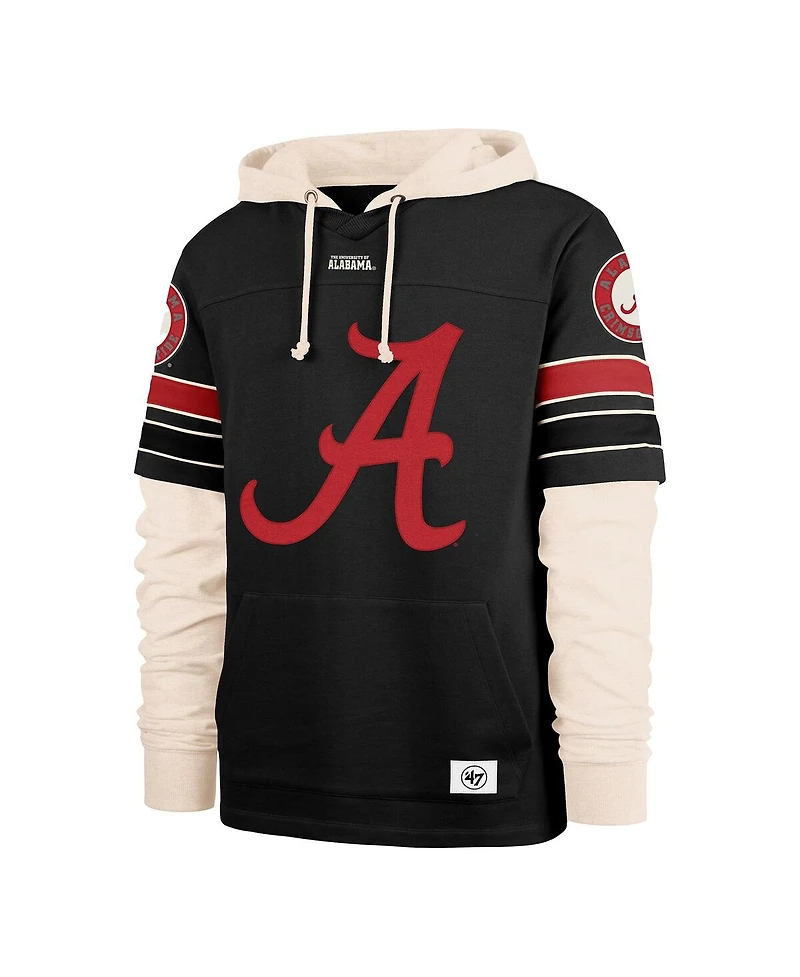 '47 Brand Men's Black Alabama Crimson Tide Split Zone Cornerback Lacer Pullover Hoodie