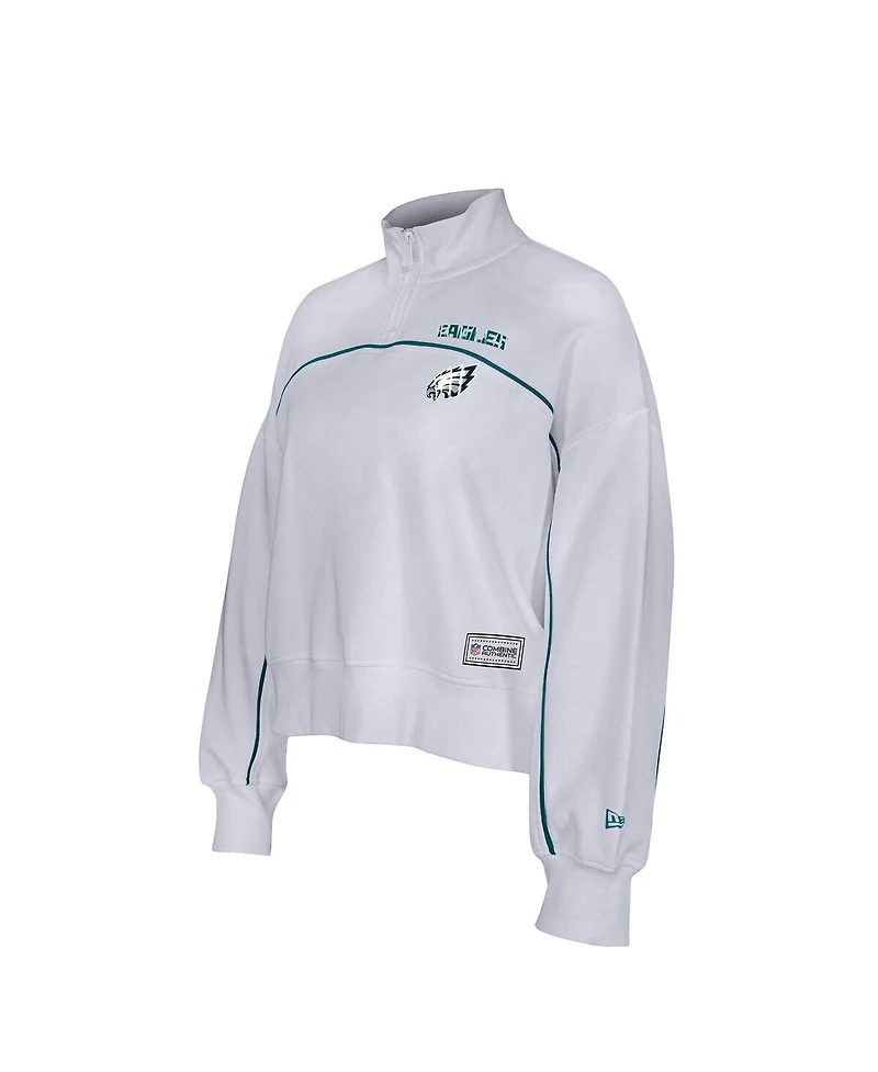 New Era Women's White Philadelphia Eagles Functional Fandom Quarter-Zip Sweatshirt
