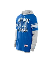 New Era Men's Blue Detroit Lions Twofer Layered Long Sleeve Hoodie T-Shirt