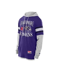 New Era Men's Purple Baltimore Ravens Twofer Layered Long Sleeve Hoodie T-Shirt