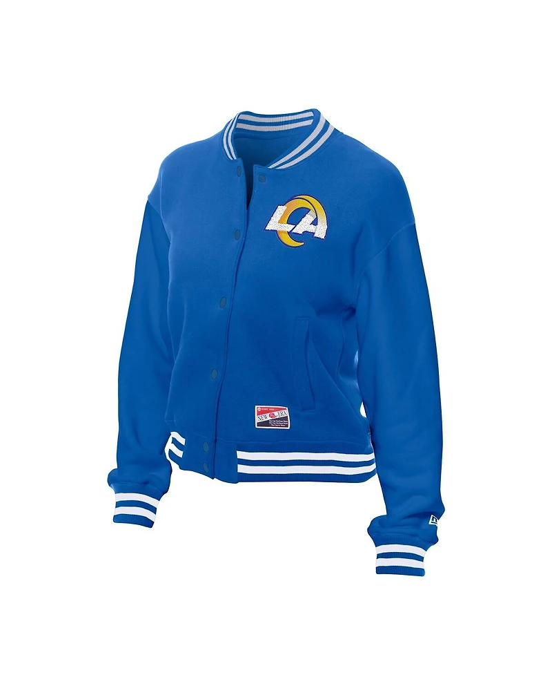 New Era Women's Royal Los Angeles Rams Throwback Fleece Full-Snap Jacket