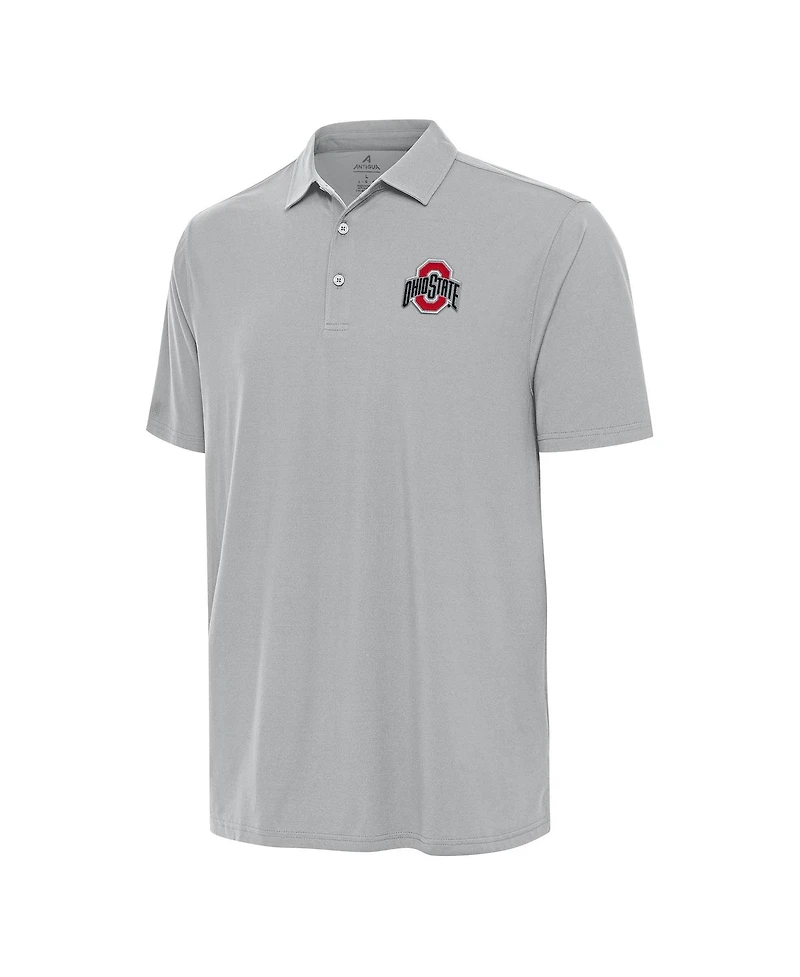 Antigua Men's Gray Ohio State Buckeyes Era Polo Shirt