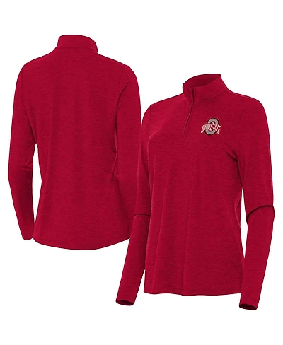Antigua Women's Heather Scarlet Ohio State Buckeyes Bright Quarter-Zip Top