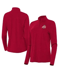 Antigua Women's Heather Scarlet Ohio State Buckeyes Bright Quarter-Zip Top