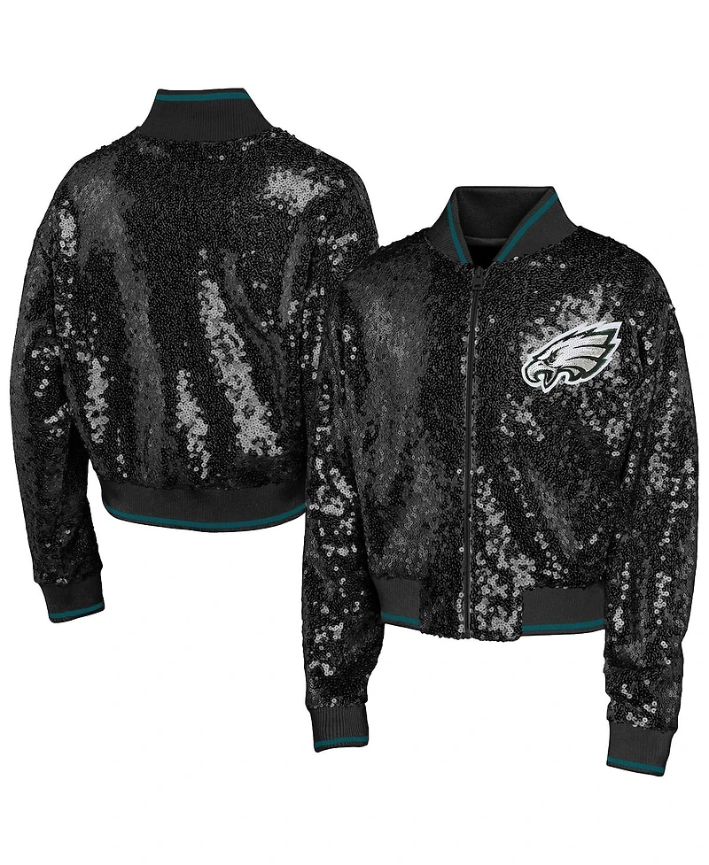 Outerstuff Big Boys and Girls Black Philadelphia Eagles Glam Squad Sequin Jacket