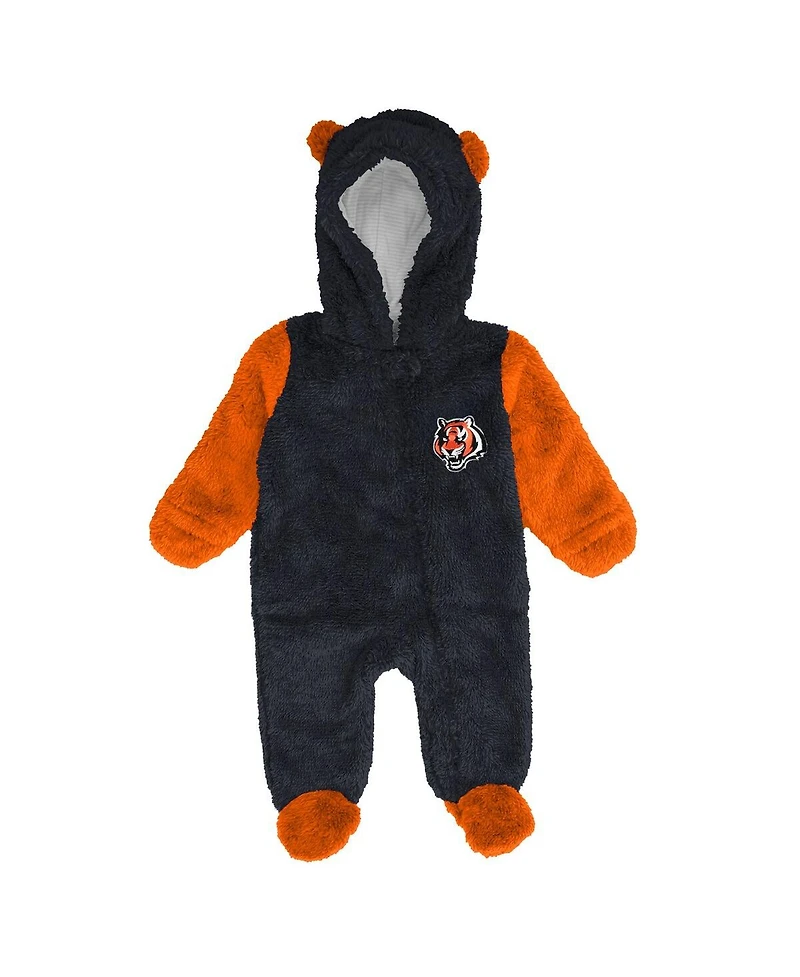 Outerstuff Baby Boys and Girls Black Cincinnati Bengals Stay Napping Fleece Bunting Full-Zip Sleeper