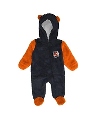 Outerstuff Baby Boys and Girls Black Cincinnati Bengals Stay Napping Fleece Bunting Full-Zip Sleeper