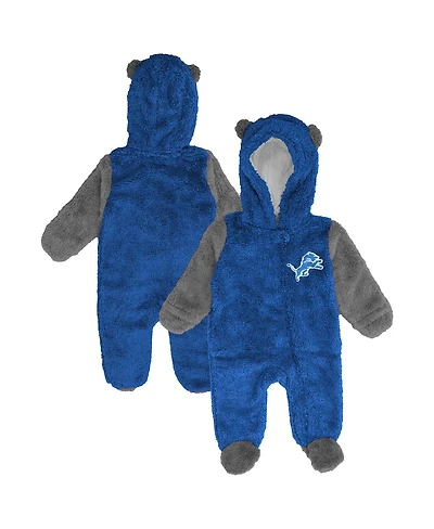 Outerstuff Baby Boys and Girls Blue Detroit Lions Stay Napping Fleece Bunting Full-Zip Sleeper
