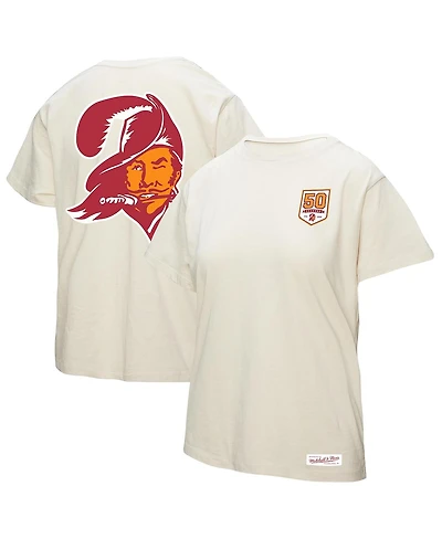 Mitchell & Ness Women's Cream Tampa Bay Buccaneers 50th Season Pirate Oversized Boyfriend T-Shirt