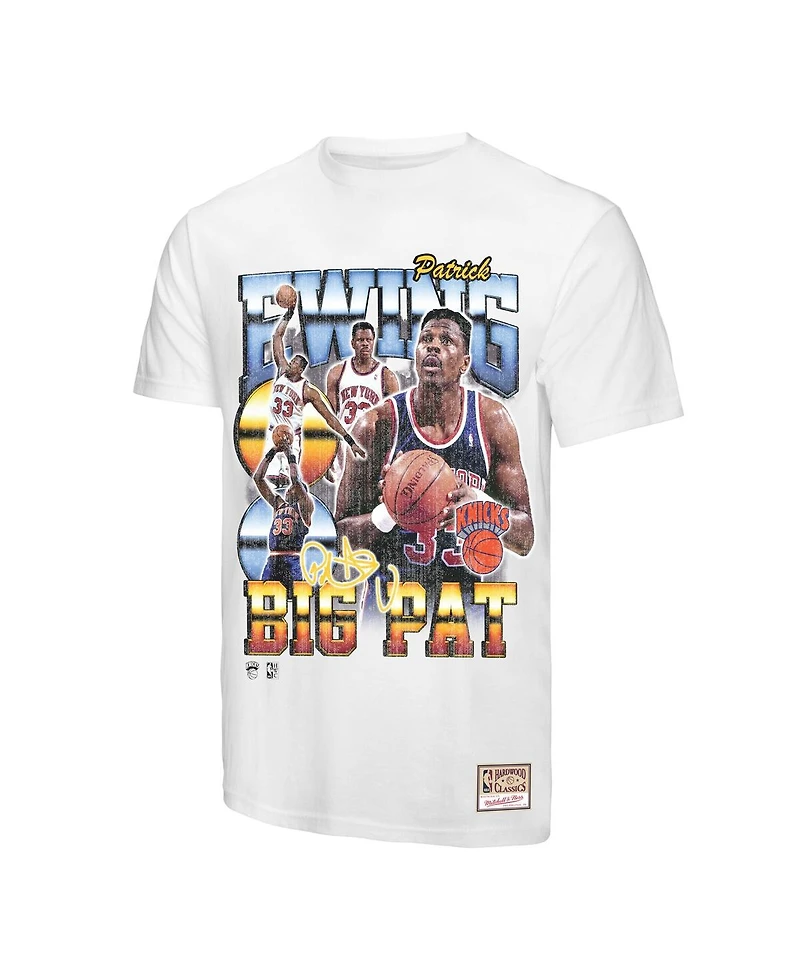Mitchell & Ness Men's Patrick Ewing White New York Knicks Hardwood Classics Commemorative Player Collage T-Shirt