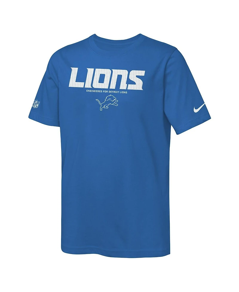 Nike Big Boys and Girls Blue Detroit Lions Sideline Team Issue T-Shirt