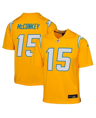 Nike Big Boys and Girls Ladd McConkey Gold Los Angeles Chargers Alternate Charger Power Game Player Jersey