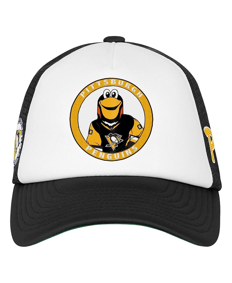 Mitchell & Ness Big Boys and Girls White Pittsburgh Penguins Mascot Adjustable Trucker Hat