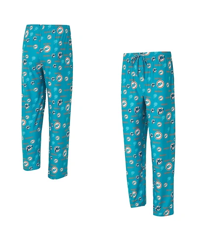 Concepts Sport Men's Aqua Miami Dolphins Retro Mosaic Allover Print Knit Pants