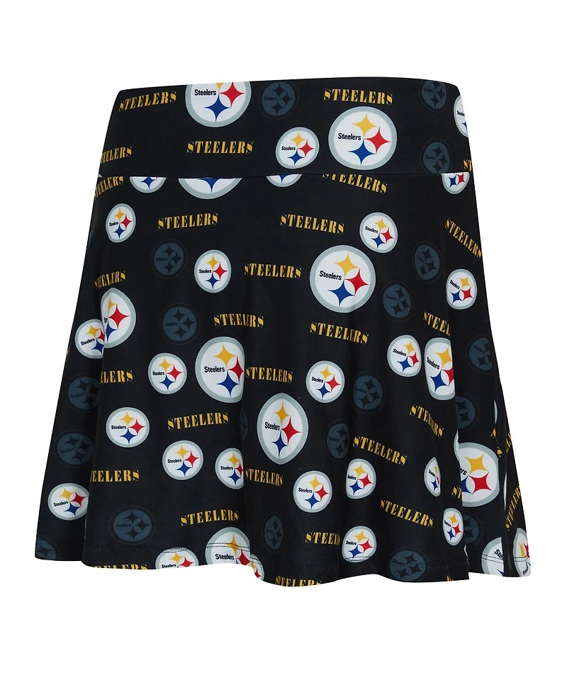 Concepts Sport Women's Black Pittsburgh Steelers Mosaic Allover Print Skort