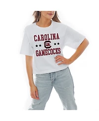 Gameday Couture Women's White South Carolina Gamecocks Stars Boxy Fit Cropped T-Shirt