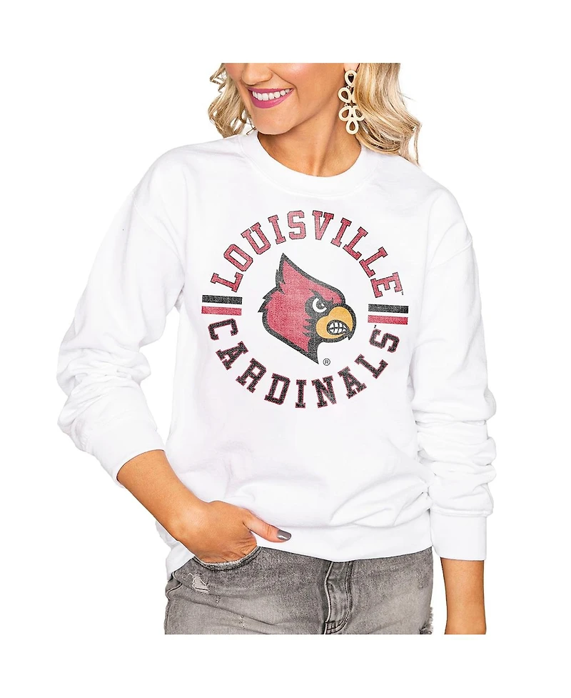 Gameday Couture Women's White Louisville Cardinals Oversized Days Perfect Crew Sweatshirt