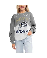 Gameday Couture Women's Gray Navy Midshipmen Twice as Nice Faded Crewneck Sweatshirt
