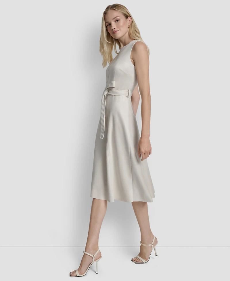 Dkny Women's Sleeveless Crew Neck Fit & Flare Dress