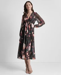 Dkny Women's Long Sleeve Empire Waist Midi Dress