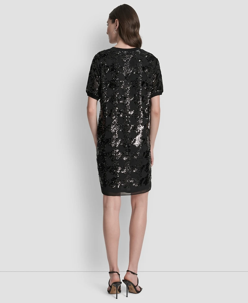 Dkny Women's Short Sleeve Sequin Tunic Dress