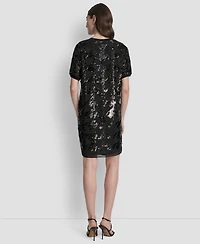 Dkny Women's Short Sleeve Sequin Tunic Dress
