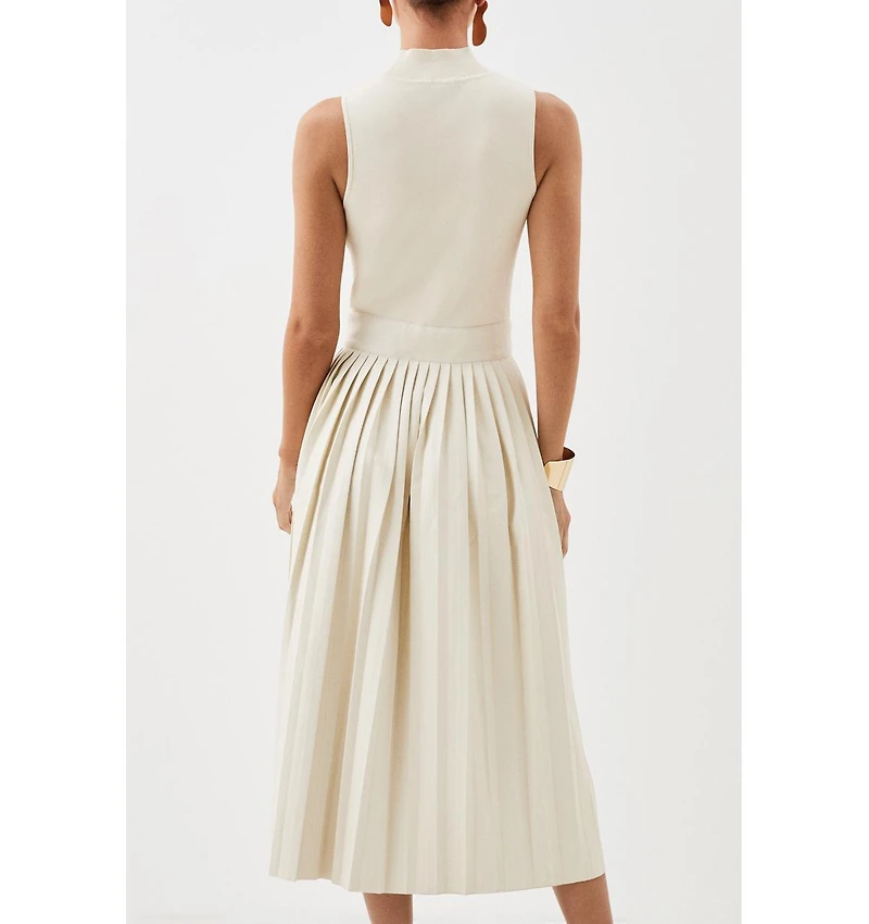 Karen Millen Pu Detailing Sleeveless Midi Dress