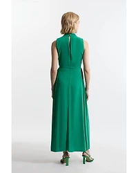Karen Millen Women's Soft Tailored Pleated Panel Midaxi Dress