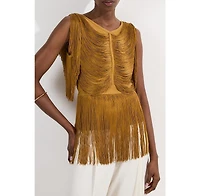 Karen Millen Women's Draped Fringe Knitted Top