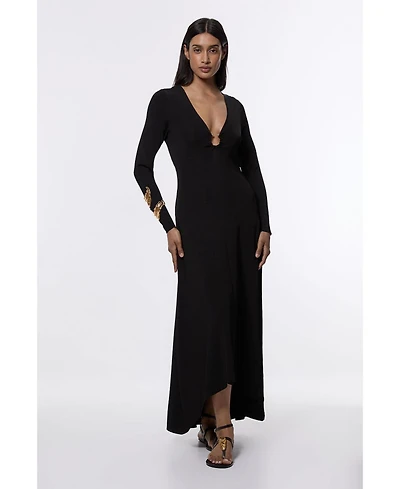 Karen Millen Women's Keyring Detail Long Sleeve Knit Dress
