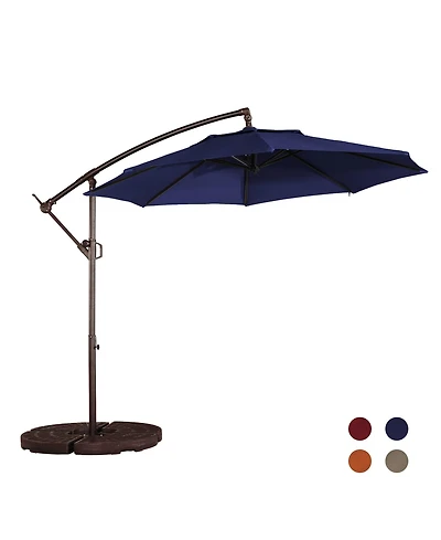 10ft Patio Umbrella, Outdoor Offset Cantilever Infinite Tilt, Crank and Cross Base, Navy