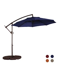 10ft Patio Umbrella, Outdoor Offset Cantilever Infinite Tilt, Crank and Cross Base, Navy