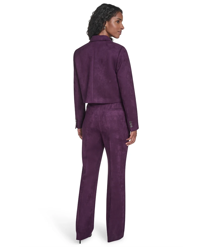 Calvin Klein Women's Suede Cropped Two Button Jacket