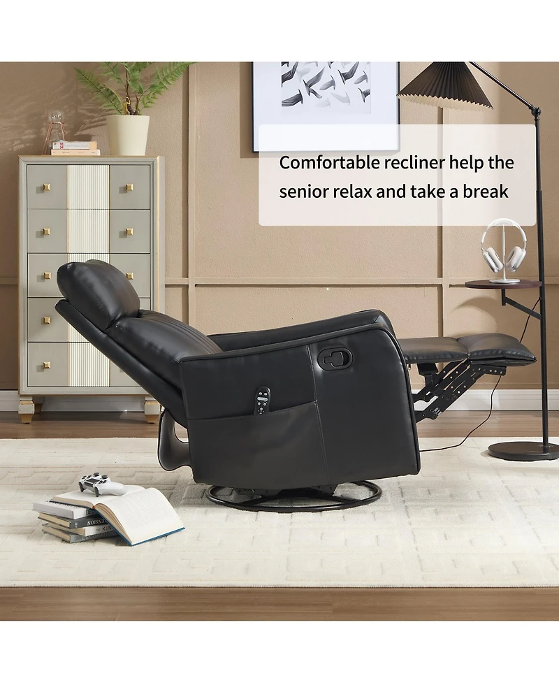 Boyel Living Heat Massage Manual Recliner Chair with Rocker and Swivel Fabric for Room