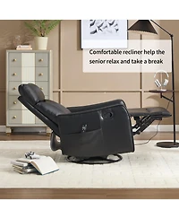 Boyel Living Heat Massage Manual Recliner Chair with Rocker and Swivel Fabric for Room