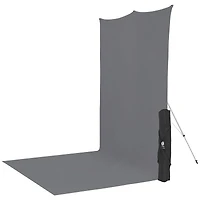 Westcott 5x12' X-Drop Wrinkle-Resistant Backdrop Kit, Includes Lightweight Stand and Carry Case, Neutral Gray Sweep