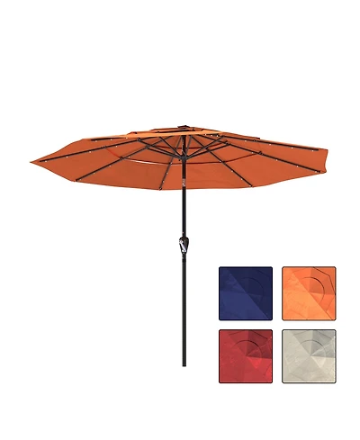 Clihome 3-Tier Patio Umbrella with Led Lights 11ft Outdoor Table Large Pool For Deck, Pool, Garden,
