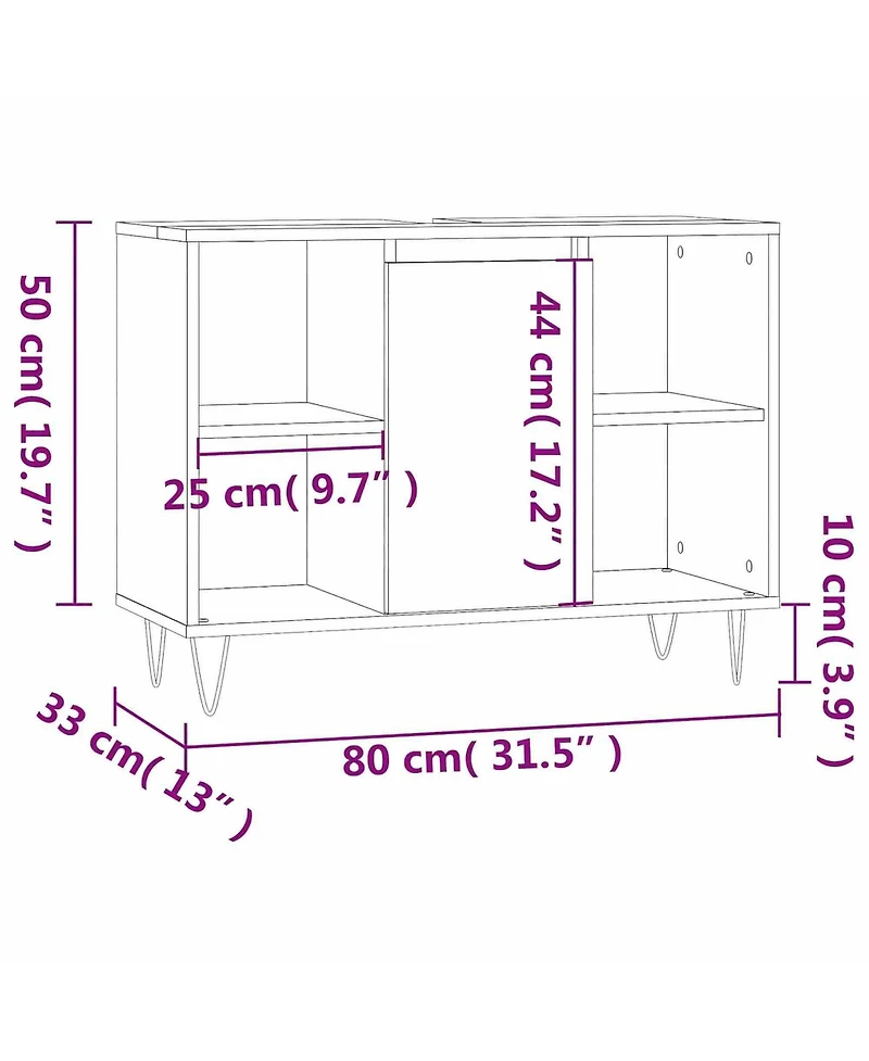 Boyel Living 23.6" Tall Modern Bathroom Cabinet with Open Shelves for Laundry Rooms or Washrooms
