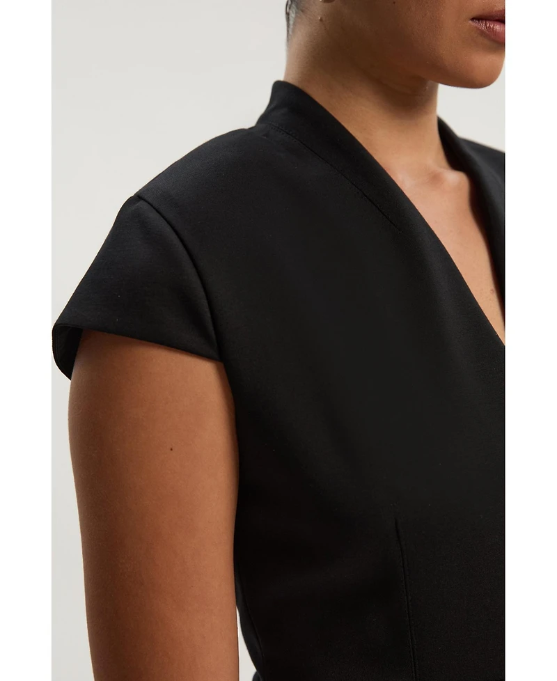 Karen Millen Women's Asymmetric Front Tailored Midi Dress