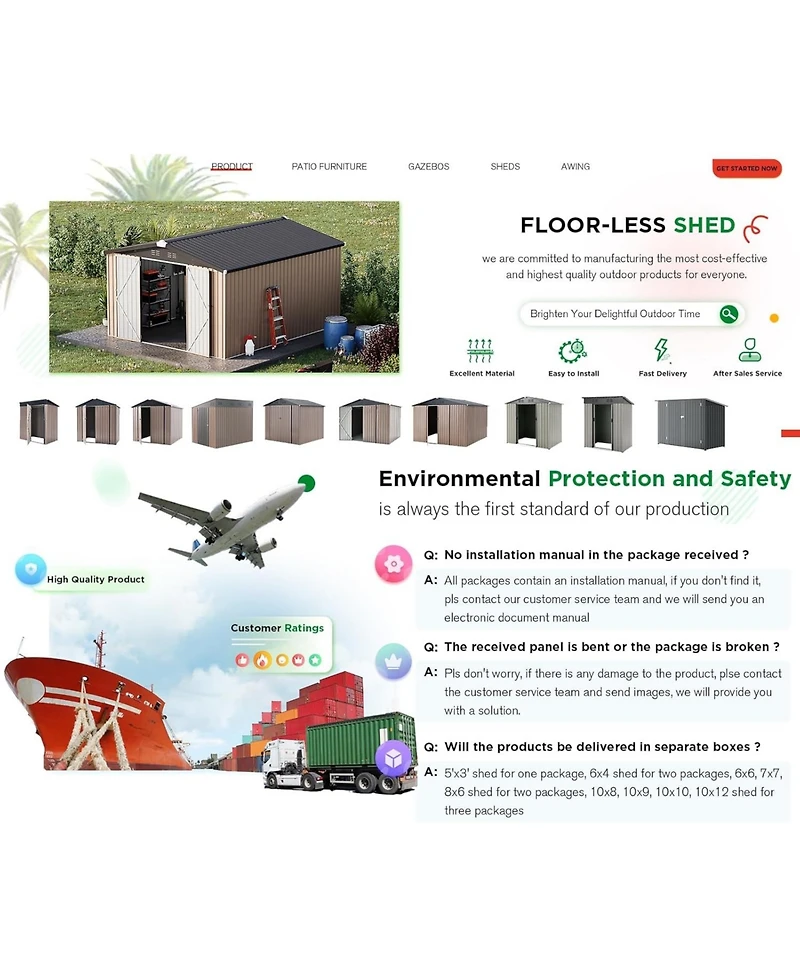 Aecojoy 10'x14' Outdoor Storage Shed