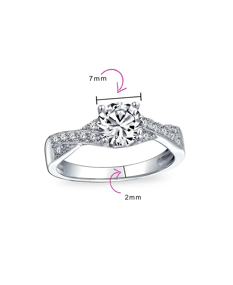 Bling Jewelry 2CTW Round Solitaire Cubic Zirconia Promise Ring Sterling Silver Pave Cz Twist Infinity Band