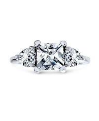 Bling Jewelry Classic 3CT Princess Cut Cz Solitaire Promise Ring with Heart Side Stones Sterling Silver