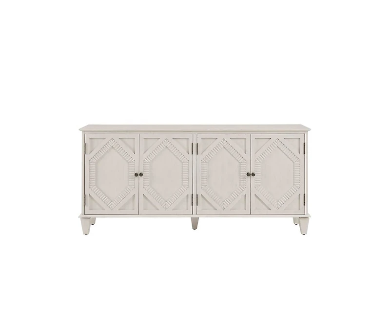 Casainc 65.2" Mid Century Modern Storage Cabinet with Symmetrical Geometric Coffee Bar Wine
