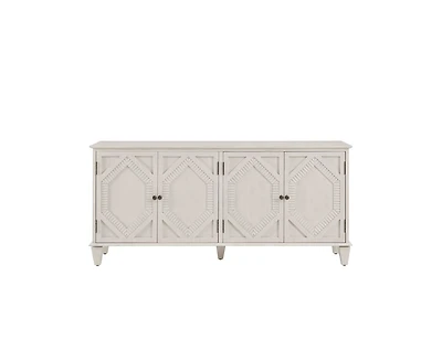 Casainc 65.2" Mid Century Modern Storage Cabinet with Symmetrical Geometric Coffee Bar Wine