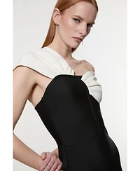 Karen Millen Women's Asymmetric Strap Knit Midi Dress