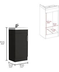 Tuhome Madrid 16"" Bathroom Vanity Black Mdf